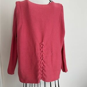 J Jill Lace up Back Women's Pink Sweater